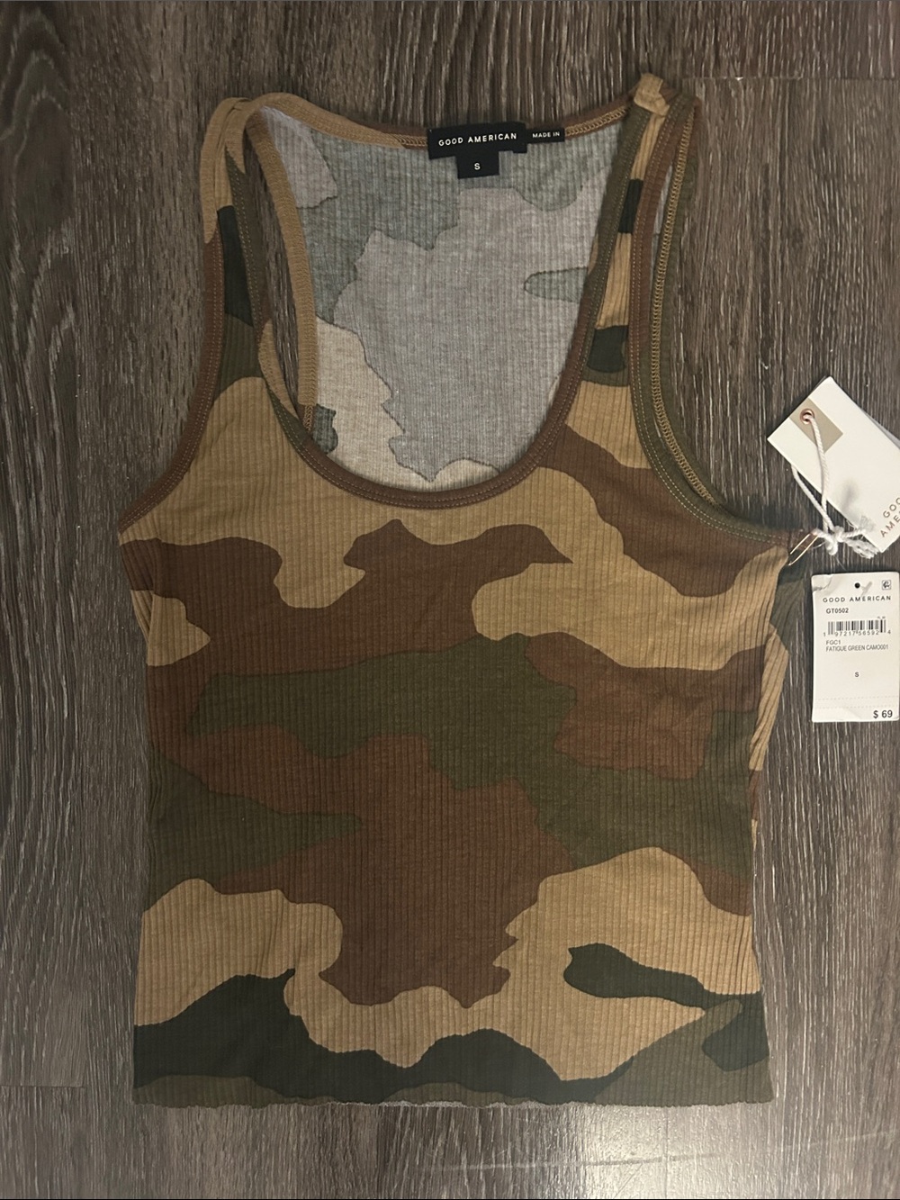 Good American NWT Camo Tank